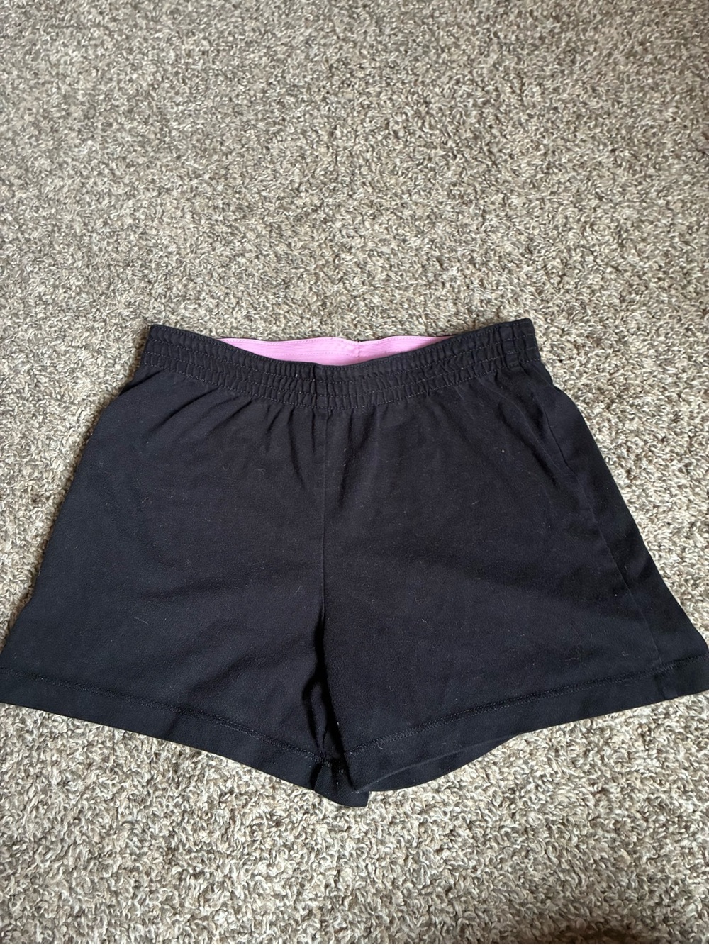 kids black Athletic Shorts with Pink Waistband